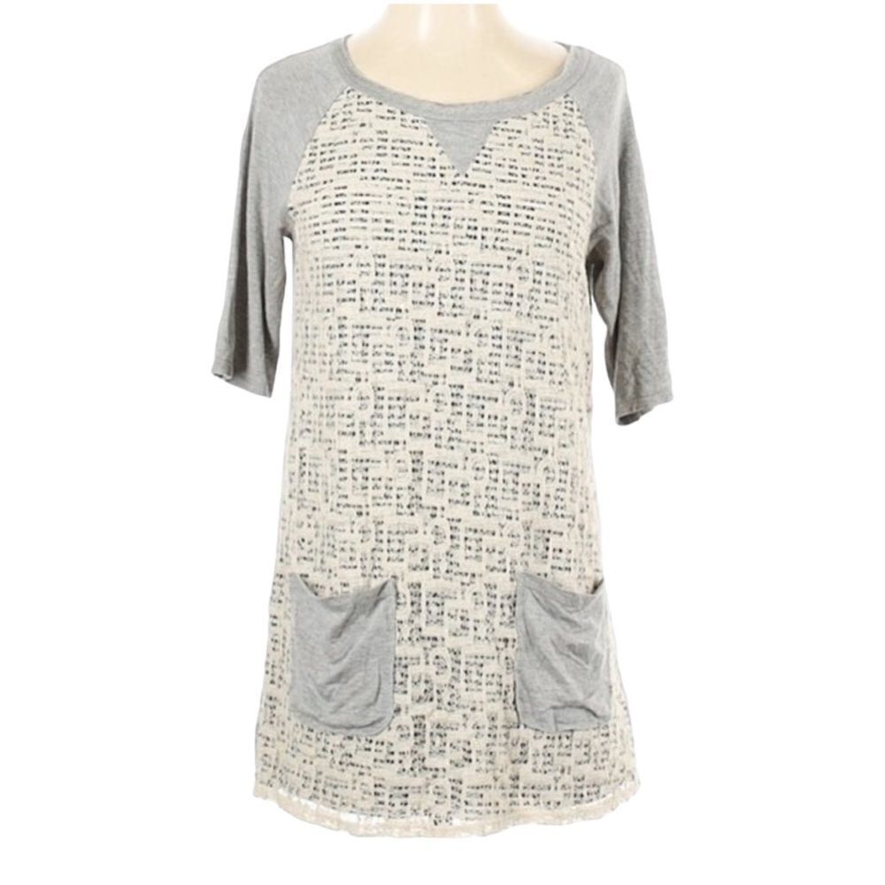 🌺 Weston Wear Short Sleeve Lace Overlay Stripe Longline Top Size S